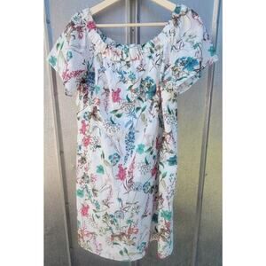 Sanctuary Lined White & Floral Eyelet Mini Dress Size L